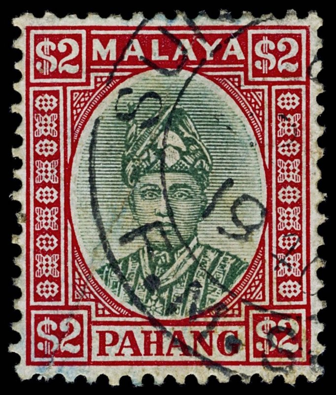 4513: Pahang SG45 $2 Red & Green. 13286. Sc#42 Mi35 Fine Used. C£50