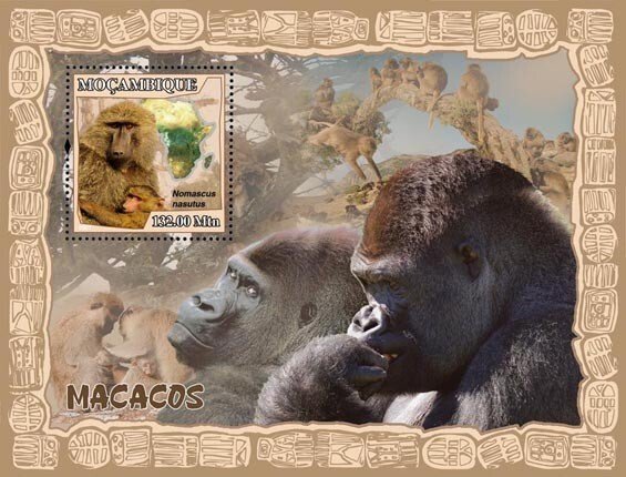MOZAMBIQUE - 2007 - Apes - Perf Souv Sheet - Mint Never Hinged