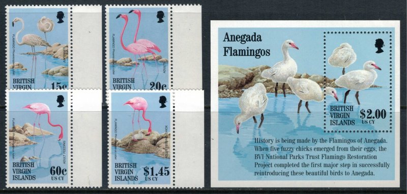 Virgin Islands #811-5* NH  CV $3.30  Flamingos set & Souvenir sheet