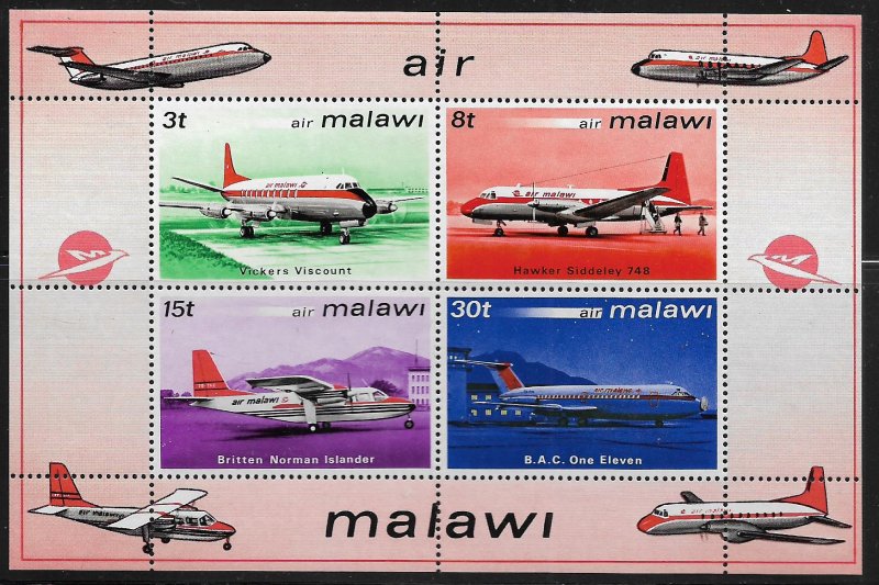 MALAWI, 185A, MNH, SS OF 4, AIR ISSUE