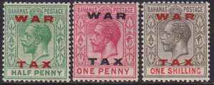 1918 Bahamas KGV War Tax o/p complete set ML-MH Sc# MR6 / MR8 CV $20.75 Stk #5
