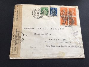 Switzerland 1922 to Paris poster stamp censor  postal cover 62608
