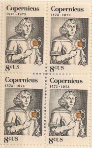 US 1488 Nicolaus Copernicus 8c block 4 MNH 1973