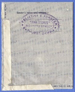 GAMBIA 1948 6d KGVI Elephant/Palm Tree on Formula Air Letter BATHURST to USA