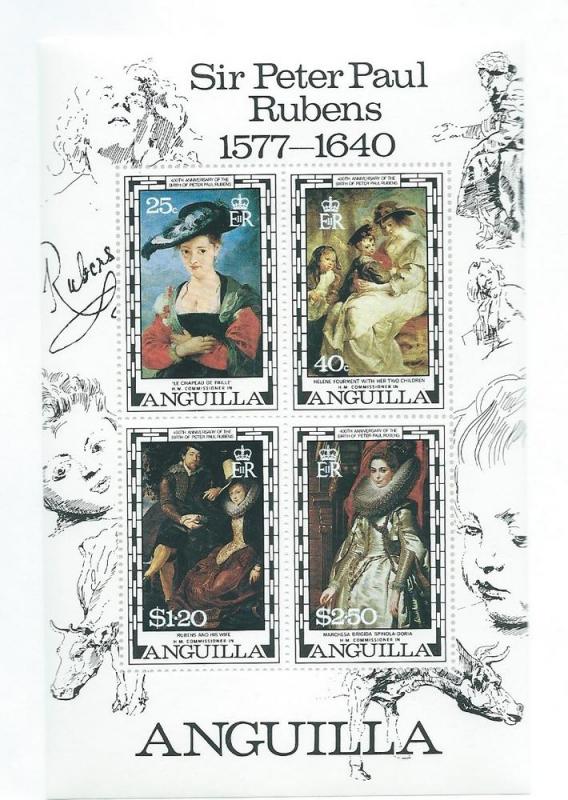 Anguilla #304A Souvenir sheet of 4 Rubens (MNH)  CV $2.75