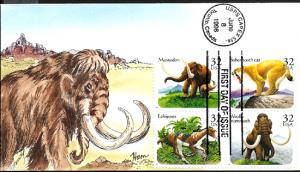 #3077 - 3080 Prehistoric Animals- Ham Hand Painted FDC