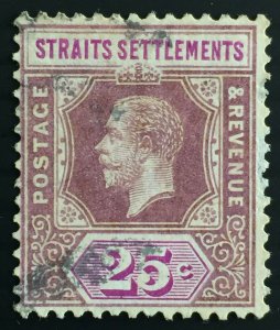 Malaya Straits Settlements 1921 KGV 25c MSCA USED SG#234 M2507