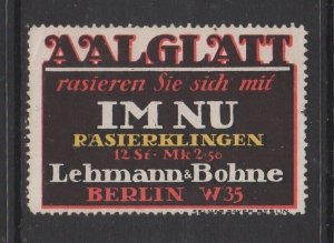 German Advertising Stamp - Lehmann-Bohne Razor Blades for Smooth Shaves