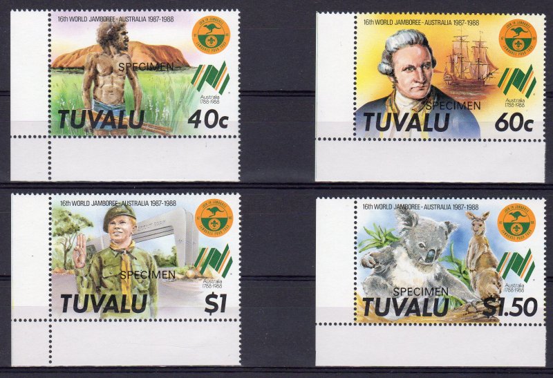 Tuvalu 1987 Sc#460/463 World Scout Jamboree-Cap.J.Cook SPECIMEN (4) MNH