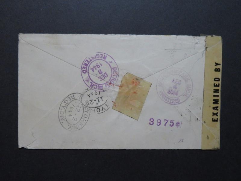 Uruguay 1944 Registered Censor Cover to USA - Z8724