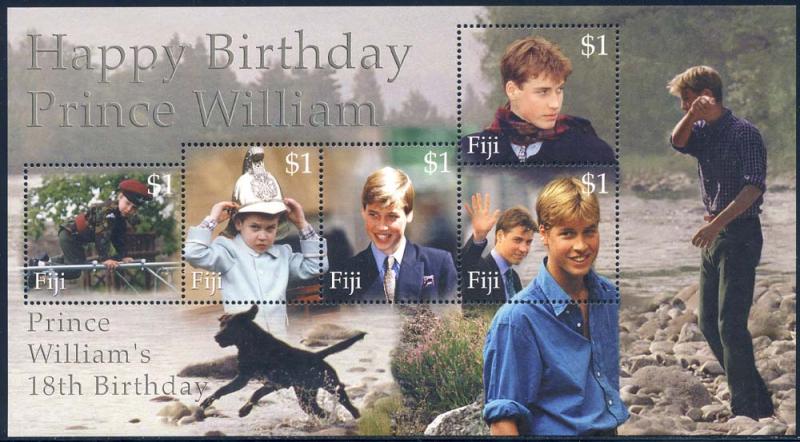 Fiji 2000 Sc 893 Prince William 18 Birthday Stamp SS MNH