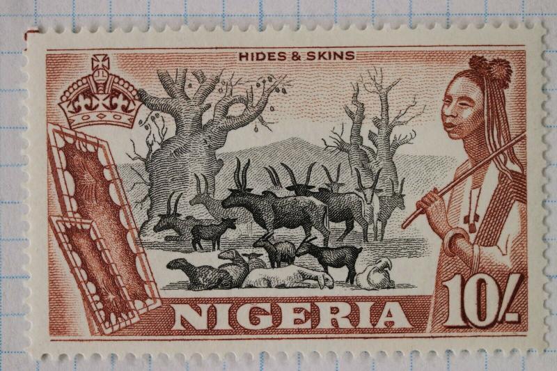 Nigeria sc#90 Mint MH OG hides skins 10/ sh shillings