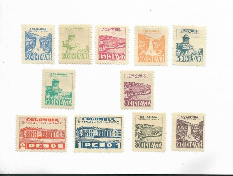 COLOMBIA YEAR 1945 Bay National Capitol local motives CPL SET MINT HINGED 134/44