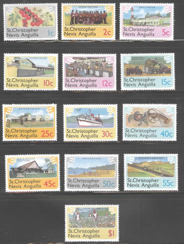 St Christopher and Nevis Scott 355-367 MNH** 1978 short set 13/15