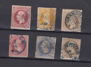 Germany Hannover 1859 Collection Of 6 Imperf To 3 Gr Fine Used BP3816
