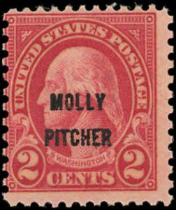 US Scott 646 F/MLH - 1928 2¢ Molly Pitcher - Sound-NO FAULTS