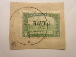 FIUME Scott 15b inverted overprint USED on piece LotX Cat $160