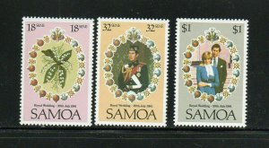 SAMOA #558-560  1981  ROYAL WEDDING CHARLES & DIANA    MINT VF NH O.G  b
