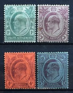 Malaya Straits Settlements 1903-04 KEVII 4V set Mint Crown CA SG#123-126 M4316