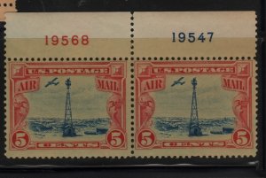 C11 Mint Top 19568-19547  plate number pair disturbed gum on one stamp