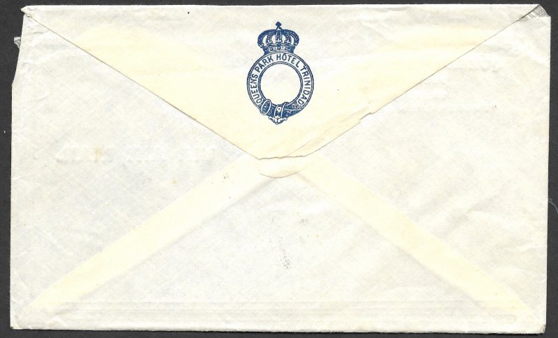 Doyle's_Stamps: 1932 Trinidad & Tobago Queens Park Hotel Cover