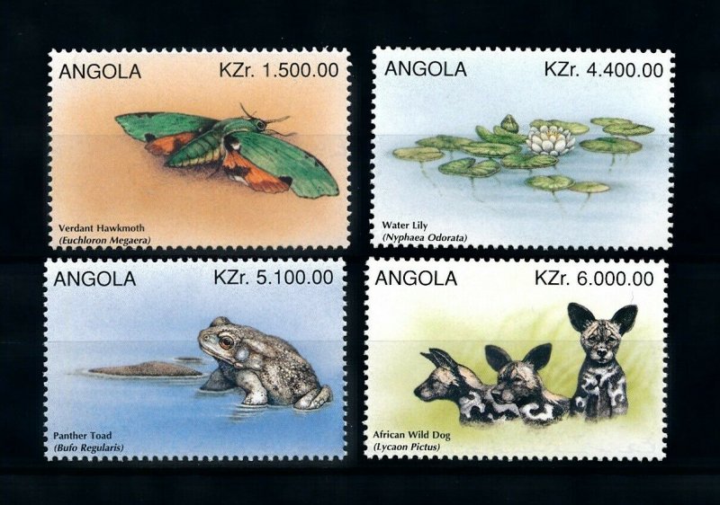 [101615] Angola 1996 Flora fauna moth toad wild dog  MNH