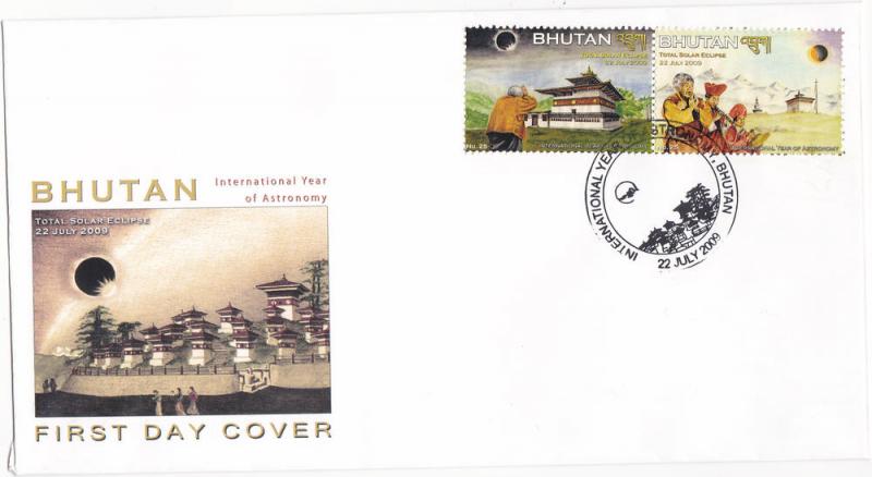 Bhutan 1443 Set FDC Solar Eclipse