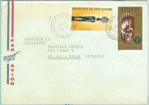 86322 - COTE D'IVOIRE - Postal History: AIRMAIL  COVER to ITALY 1977  Art