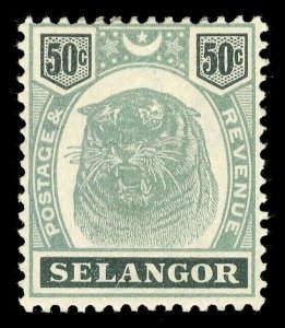 Malaya - Selangor 1895 'Tiger' 50c green & black very fine mint. SG 60. Sc 35.