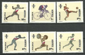 Poland 1976 MNH Stamps Scott 2166-2171 Sport Summer Olympic Games Boxing Soccer