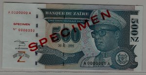 Zaire P-65 unc. banknote/ Specimen/ no.352