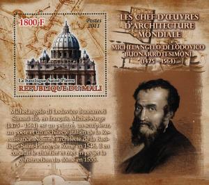 World Architectural Masterpiece Michelangelo Di Lodovico Souvenir Sheet Min