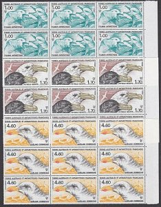 FRENCH ANTARCTIC TAAF 1986 Birds set MNH blocks of 9........................C652