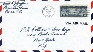 1941, Ponce, Puerto Rico to New York, NY, Airmail, See Remark (39182)