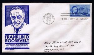 1946 FRANKLIN D. ROOSEVELT MEMORIAL FIRST DAY COVER ANDERSON CACHET (ESP#2123)