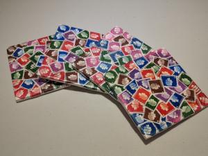 Stamp Pickers Krafty Stamps Brand Name Coasters x 4 Canadian QEII Real Stamps
