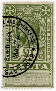 (I.B) Malta Revenue : Duty Stamp £1 (1926)