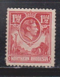 NORTHERN RHODESIA Scott # 29 Mint NO GUM - KGVI With Giraffe & Elephants