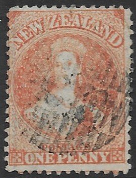 New  Zealand  31a   1871  one penny ( orange )  fine used