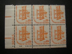 Scott 1593, 11c Freedom of Press, PB6 #36915 LL, MNH Americana Beauty