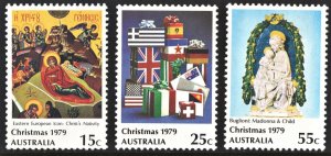 Australia SC#719-721 15¢-55¢ Christmas (1979) MLH