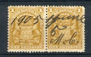 RHODESIA; 1905 early Springbok issue fine used 1s. Cancelled PAIR 