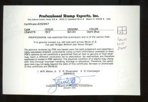 U.S. #479 MINT SINGLE WITH PSE CERT OG NH