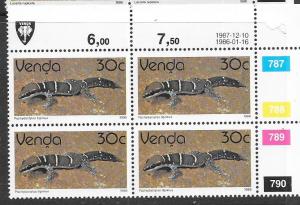 South Africa - Venda  #145   30c Reptiles Blk of 4 (MNH) CV $2.60