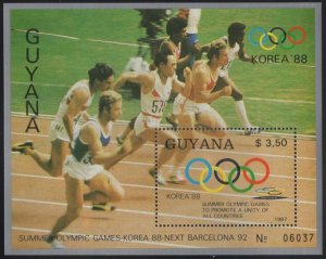 Guyana 1987 MNH Sc 1855 $3.50 Olympic Rings Seoul Olympics 1988