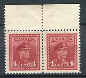 CANADA; 1942 early GVI portrait issue MINT MNH MARGIN PAIR of 4c.