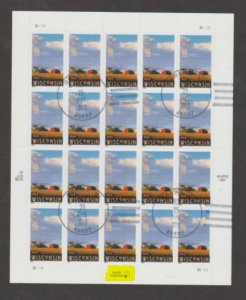 U.S. Scott #3206 Wisconsin Stamp - Used Sheet - Highlighted LL Plate
