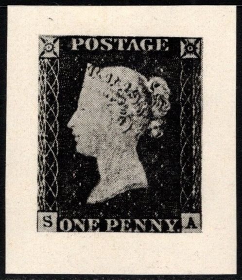 Vintage Great Britain Poster Stamp One Penny Black Facsimile (Crude)