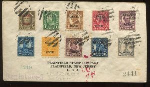 CANAL ZONE REGISTERED COVER FEATURING 10 STAMPS FROM 3 DIFFERENT ISSUES 934C