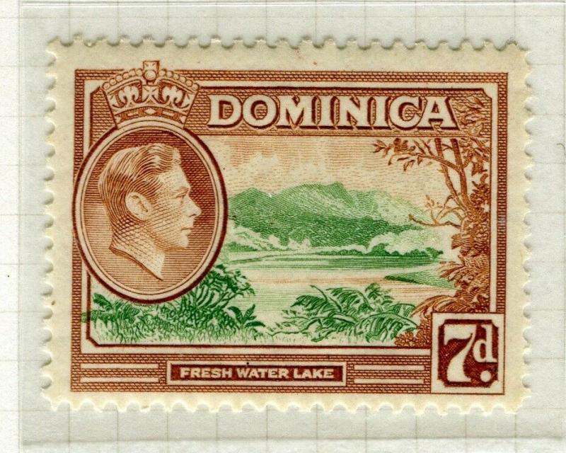 DOMINICA; 1938 early GVI issue fine Mint hinged 7d. value